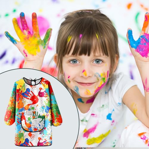 HUKUMA Tablier Peinture Enfant,Blouse Peinture Enfant 7-11 Ans, Blouse Imperméable Manche Longue avec Poche,Tablier de Cuisine,pour Art Peinture Coloriage Artisanat – vue 7