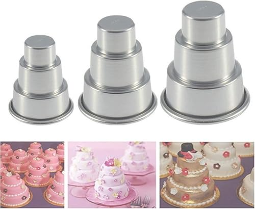 Miniatura 4 de Molde redondo de 3 niveles para tartas de bricolaje, cupcakes, pudín, galletas, chocolate, pastel, cocina, postres, mini herramienta para hornear,