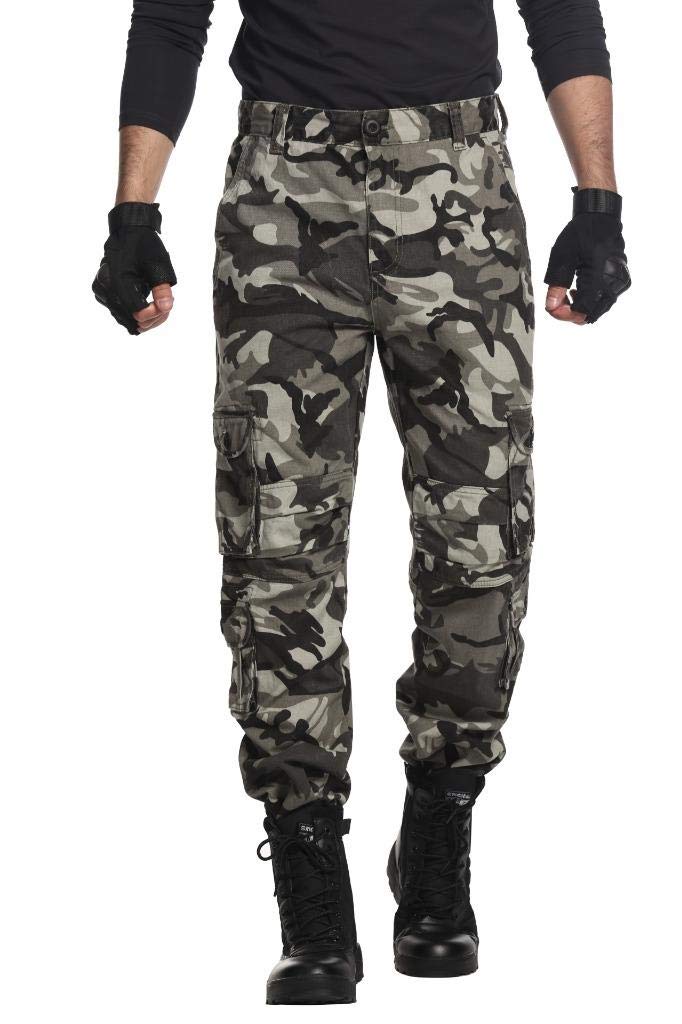 TRGPSG Men's Wild Cargo Pants, Camo Pants Cotton Casual Work Hiking Pants K-18 Light Army Camo 40