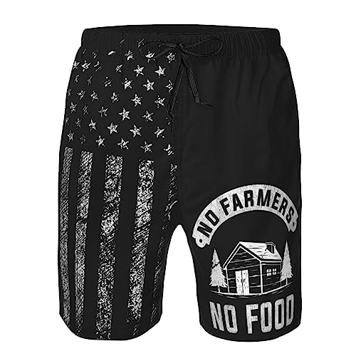 Farming Truck Cool No Farmer No Food Tractor Lover-Men's Swim Trunks Quick Dry Bathing Suit Swim Shorts Swimwear4