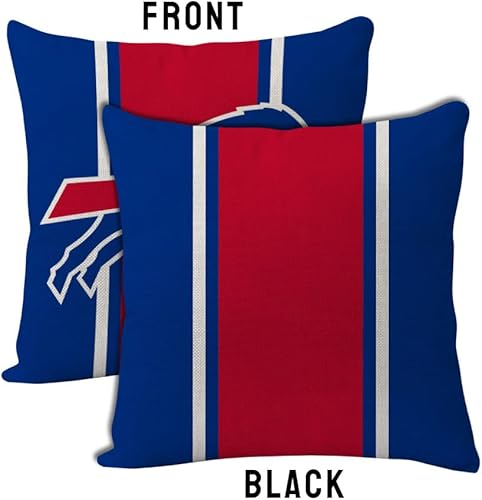 Miniatura 2 de 2 fundas de almohada estilo fútbol de 18 x 18 pulgadas, material de lino, decoración para sofá de búfalo