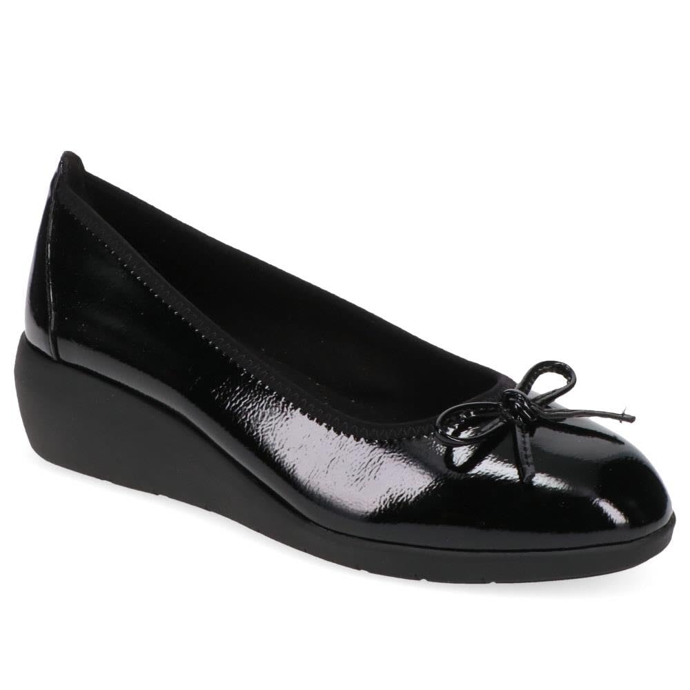 Jana Women’s Ballerinas with Wedge Heel Vegan, Black Patent, 4 UK