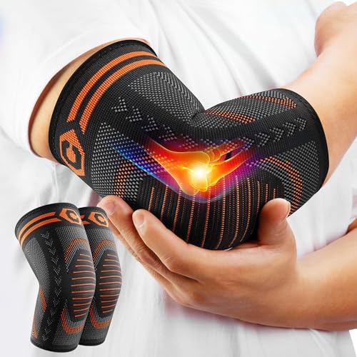 CAMBIVO 2 Pack Tennis Elbow Brace for Tendonitis and Tennis Elbow,Golfers Elbow, Arm Compression Sleeves for Women and Men, Bíceps Support Sleeve for Weightlifting, Basketball and Workout