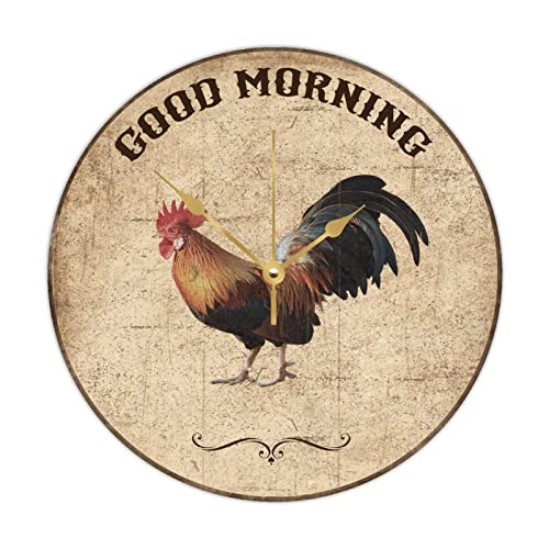 Horloge murale cadeau en bois coq pour oiseaux de ferme