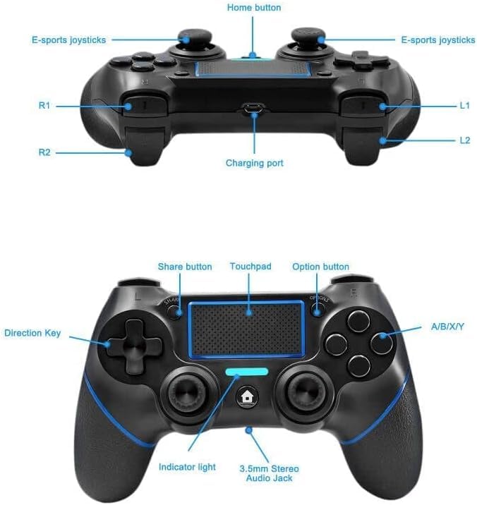 Lyyes PS4 Controller 2 Pack, Wireless PS4 Controllers with Non-Slip Grip Motion Sensing Compatible for PS4 Console - Image 3