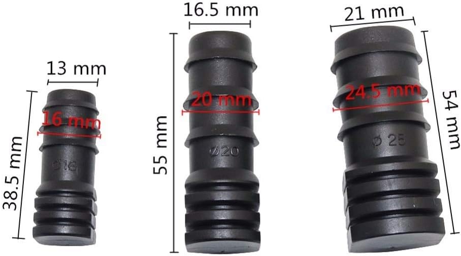 Hose Connector Adapter Micro Drip System Dn16/20/25 Pipe Barbed End Plugs Plastic End Cap Garden Irrigation Water Tube Fitting Pe Pipe Supplies 5Pcs (Diameter : Dn20)/Dn25