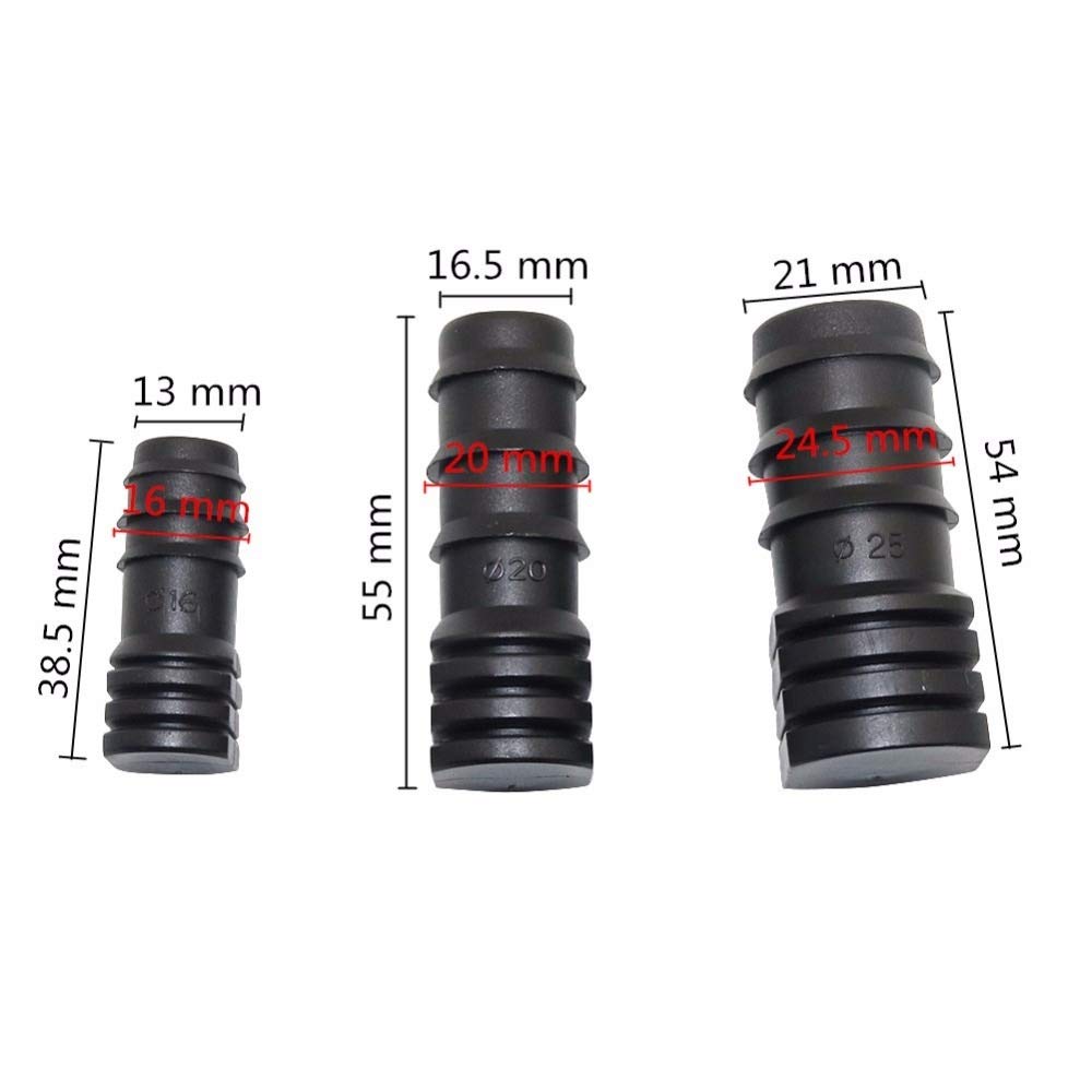 Connexion rapide Tuyau de jardin DN16, DN20, DN25 polyéthyléne extrémité cannelée Embouts plastique Barb ligne Tuyau d'eau Mender for micro irrigation goutte à goutte Lignes Raccords 100 Pcs