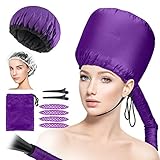 【Juego de capuchas de secado perfecto】 Nuestro gorro para el cabello para acondicionamiento profundo está hecho de algodón y linaza de microfibra 100% natural de primera calidad, el secador de cabello con capucha utiliza material impermeable de nailon. También viene con 10 gorros de ducha desechables, 2 bolsas de almacenamiento, 4 rizadores de pelo de esponja de espuma flexible y 2 pinzas para el cabello, perfectos para llevar en todos sus viajes, cuidado del cabello intenso en cualquier lugar.