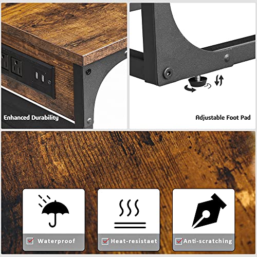 Slim End Table With Charging Station, Side Table With 2 Usb Ports And Outlets, C-Shaped Snack Table With Cloth Bag, Tv Tray Table, Couch Table Tb01Bb024 #TOP6