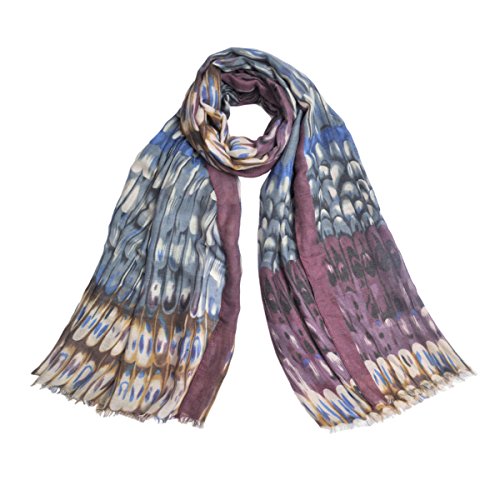 Elegant Multi Color Feather Print Frayed Edge Fashion Scarf Shawl Wrap2