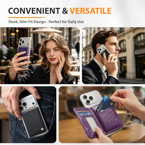 Image of Magnetic Wallet for iPhone, Detachable Magnetic Card Holder Compatible with MagSafe, RFID Blocking Phone Wallet with Kickstand for iPhone 17 /16 /15 /14 /13 /12 Series, Black