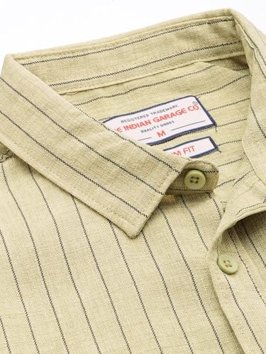 Image of The Indian Garage Co Men Slim Fit Striped Full Sleeves Cutaway Collar Casual Shirt