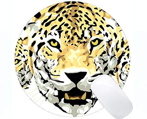 Preisvergleich Produktbild Runde Mausunterlage mit Rastkante, Leopard Leopard Runde Mausunterlage mit genähter Kante