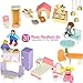 Doloowee Wooden Dollhouse for Girls, Modern Doll House with 31Pcs Furniture & Accessories, DIY Pretend Play Toys with 4 Dolls Figure and 1 Puppy, Gift for Kids Ages 3+