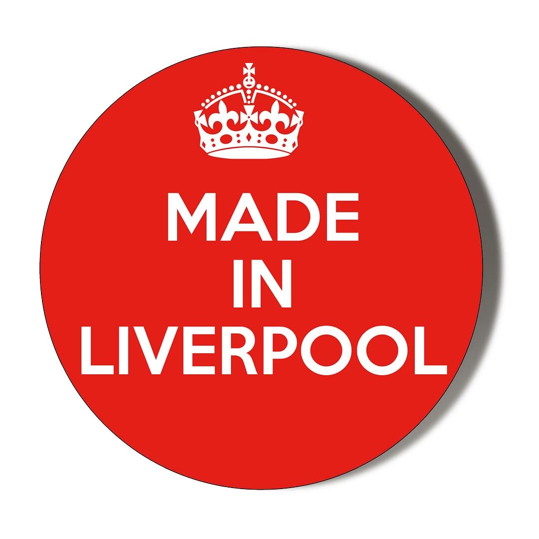 Gift Insanity White Made In Liverpool Red 38Mm Round Fridge Magnet