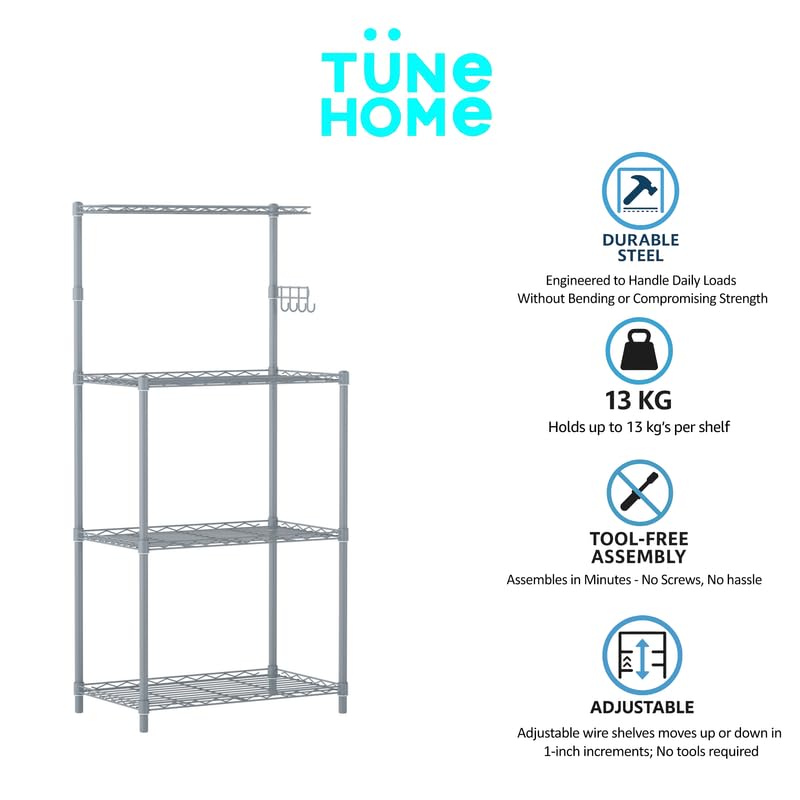 Image of 3-Shelves Microwave Heavy Duty Steel Storage Rack | Multipurpose Shelving Unit for Kitchen, Home & Utility