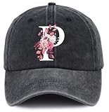 Cute Birthday Gifts for Women, Mom, Girls, Classic Alphabet Letter P Wedding Bridesmaid Baseball Cap, Christmas Mother's Day Hats for Mama Grandma