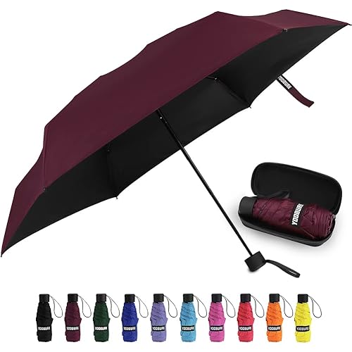 Yoobure Small Mini Umbrella with Case Light Compact Design Perfect for Travel Lightweight Portable Parasol Outdoor Sun&Rain Umbrellas