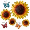 Sunflower Wall Decor Patio Decor Sunflower Kitchen Decor Outdoor Wall Decor Metal Flower Wall Decor Outdoor Metal Wall Art Metal Flowers Outdoor Decor Butterfly Wall Decor 7 pieces