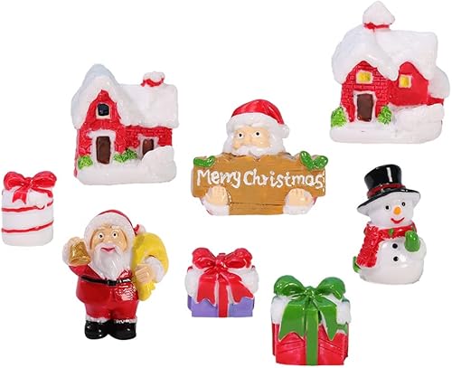 Miniatura 8 de Kayzyue Kinds of Adornos de Navidad en miniatura, figuras miniatura de Navidad, mini adornos de hada de resina, kit de bricolaje para Navidad,
