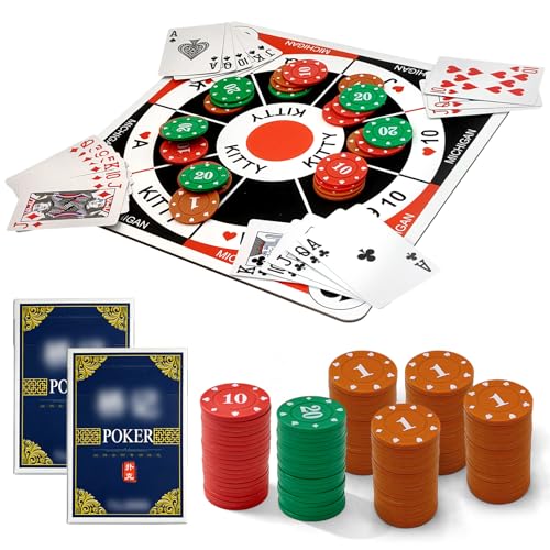 Juego de Mesa Michigan Rummy en Madera, combinación de Rummy, Poker y Juegos de Cartas, incluye 120 fichas numeradas, 2 barajas de cartas y bolsa de almacenamiento, ideal para noches familiares de juegos miniatura 1