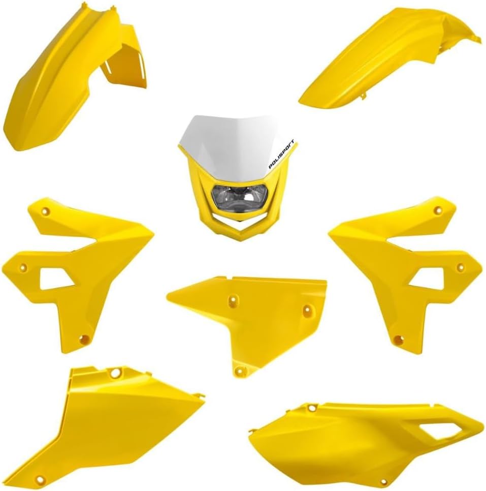 Polisport Motocross (MX) Restyling Kit for Suzuki DR-Z400 (2000-24) Dirt Bike – OEM Quality, Durable, Flexible & Perfect Fit – Yellow/White