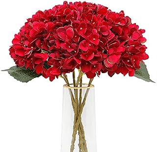 Decpro 6Pcs Artificial Hydrangeas, 18.9'' Single Stem Hydrangea Silk Flowers for Bridal Wedding Bouquets, Home, Office, Hotel, Party Decoration, Centerpieces, Floral Arrangements(Cream White)