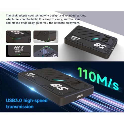 Disco duro externo para PC portátil de 500 GB ideal para trabajar viajas con estilo RGB 6
