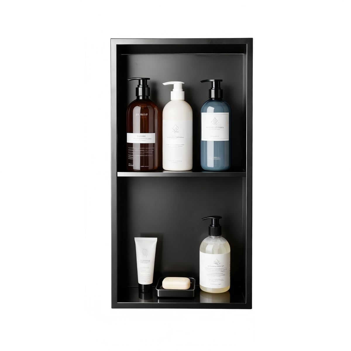 SHKARWARE Inner Size 12 24inch Recessed Shower Niche Stainless Steel Bathroom Niche for Shower Wall Matt Black Wall