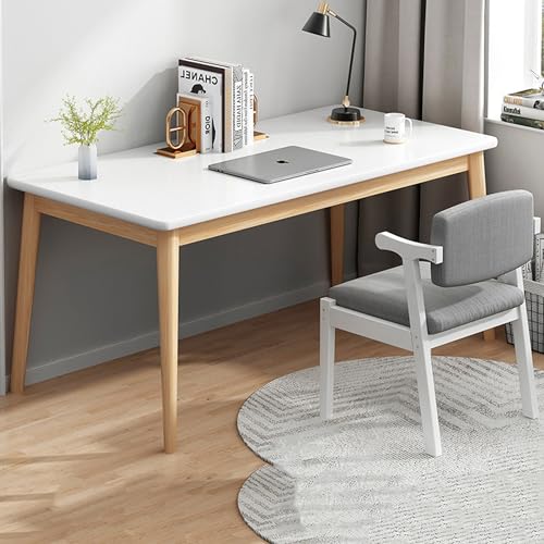 Juego de sillas de escritorio de madera maciza para oficina en casa, juegos, escritorio grande en forma de L, escritorio espacioso, construcción resistente, bordes redondeados, ideal para trabajar y