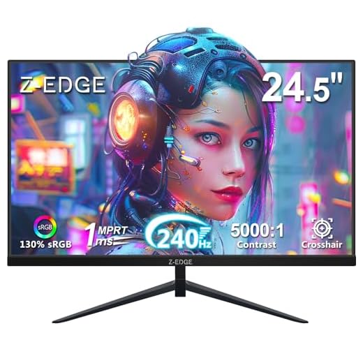 Z-Edge 24.5 inch 240Hz 165Hz 144Hz Gaming Monitor, FHD 1080p, MPRT 1ms, VA Monitor Gaming, 350nits, 16.7M Colors, 5000:1 Contrast, UG25I Frameless Bezel, DP x1, HDMI x2