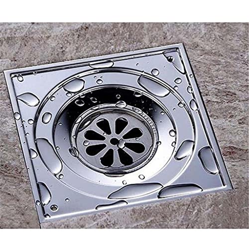 Siphon de douche en acier inoxydable brossé 15x15 cm au design épuré