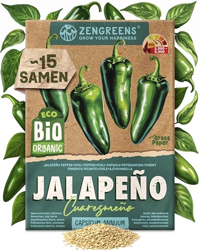 ZenGreens® - Bio Jalapeño Samen (Cuaresmeño) - Jalapeñosamen - Chilisamen für den einfachen Anbau im Garten, Balkon oder Hochbeet - Gemüse Saatgut