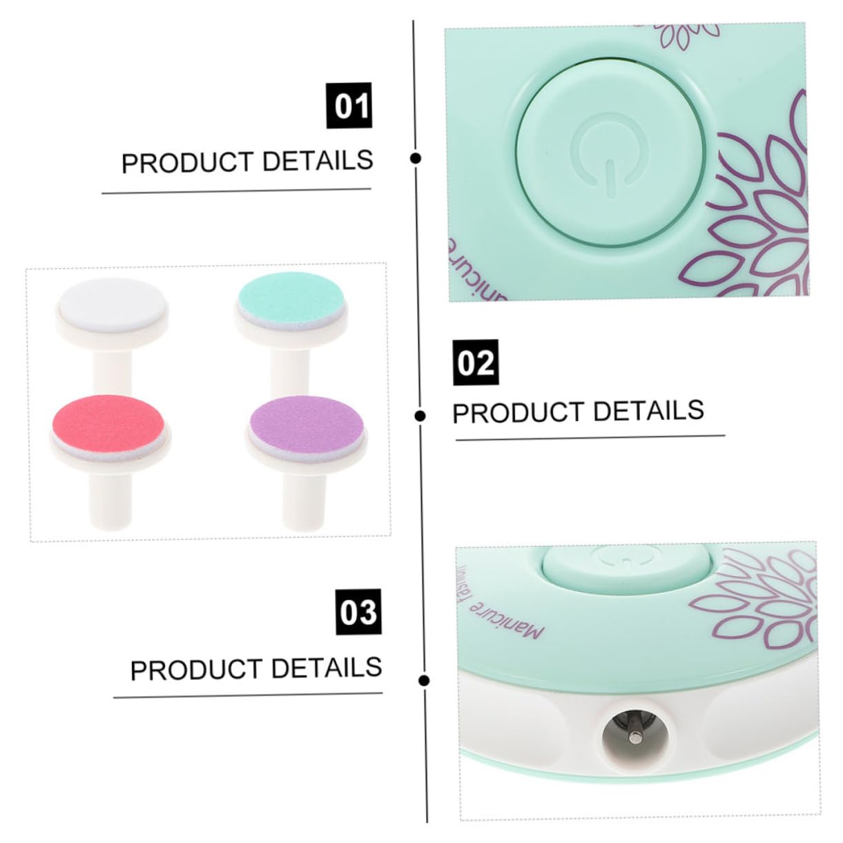 FRCOLOR 4sets Elettrico Per Unghie Per Adulti Trimmer Elettrico Per Manicure Con Testine Abrasive Intercambiabili Kit Completo Da Sicuro e Facile Da Usare