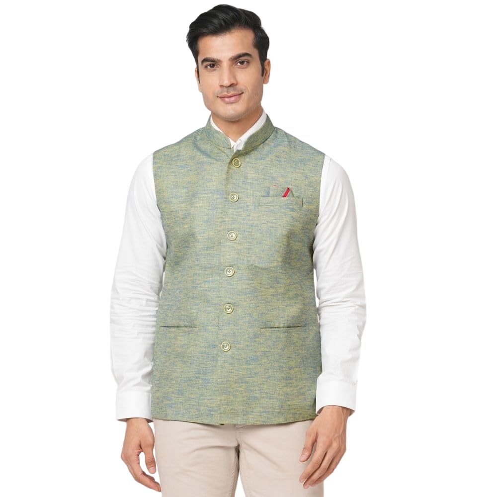 markrich Men's Regular Fit 100% Polyester Band Collar Stylish & Versatile Ethnic Wear Nehru Jacket-picture-24