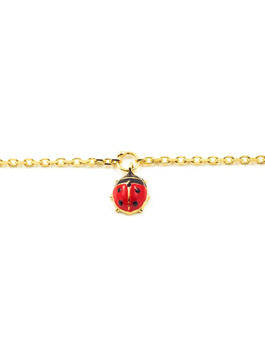 Monde Petit - Bracciale Ragazza Oro Giallo 9K Smalto Farfalla Rossa-Nera Brillante 14 cm - Scatola Regalo - Certificato di garanzia