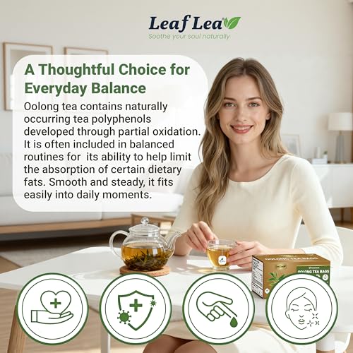 Image of LeafLea Oolong Tea Bags, 100% Pure Leaves, Smooth Toasted Notes, Sugar-Free
