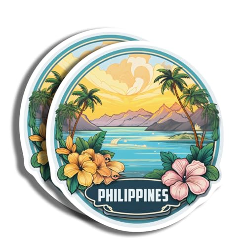 Philippines Stickers - 5" Decal - Famous Landmarks - for