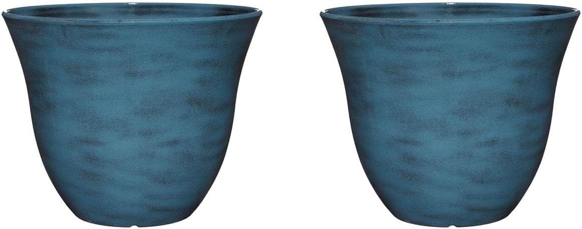 Classic Home and Garden Honeysuckle Resin Flower Pot Planter, Blue Jean, 15, 2 Pack