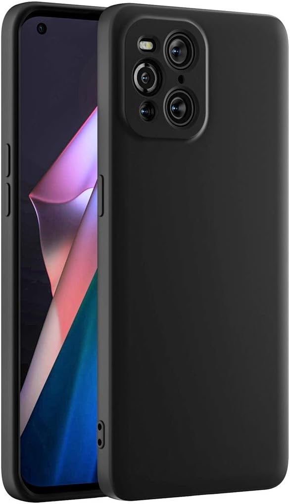Cresee Compatible with Oppo Find X3 Pro 5G Case, Thin Silicone Cover with Microfiber Interior Camera Protection Anti-Scratch Slim Fit Flexible Phone Case for Find X3 Pro, Black