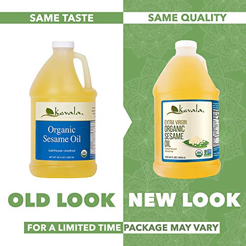 Kevala Organic Extra Virgin Sesame Oil, 1/2 Gallon (64 Floz) #TOP4
