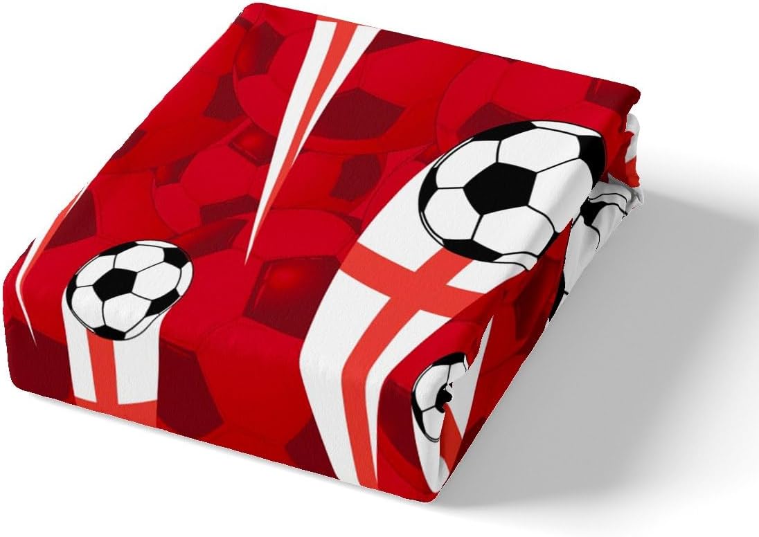 jejeloiu Kids Red Football Bedding Set Toddler Size, Rugby Sports Comforter Cover Soccer Ball Game Duvet Cover Boys Girls Teens Bedroom Decor Soft Quilt Cover 2Pcs (No Comforter)