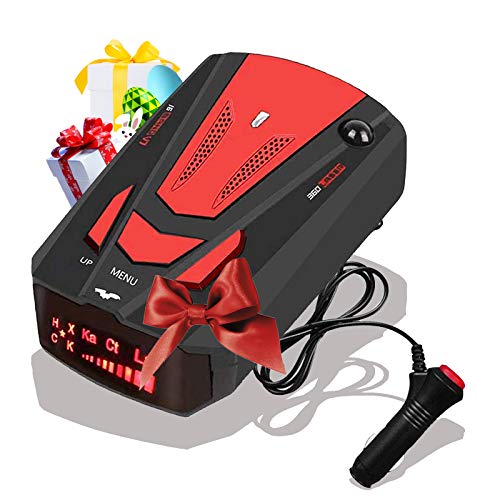 [2021 Newest] Radar-Detector-for-Cars,Laser Radar Detector Voice Prompt Speed,Vehicle Speed Alarm System,LED Display,City/Highway Mode,Auto 360 Degree Detection for Cars (Red)