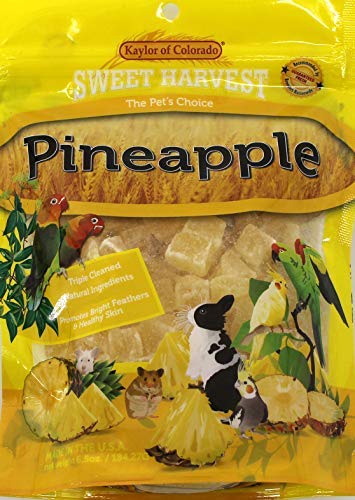 Sweet Harvest Pineapple Treat, 6.5 Oz Bag - Real Fruit for Birds and Small Animals - Rabbits, Hamsters, Guinea Pigs, Mice, Gerbils, Rats, Cockatiels, Parrots, Macaws, Conures