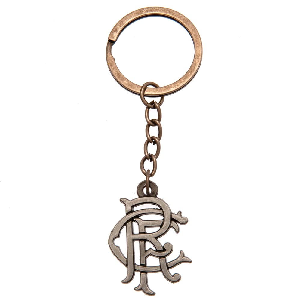 Rangers F.c. Men's Antique Silver Rangers Fc Scroll Crest Keyring (30Mm X 25Mm) (Antique Silver)