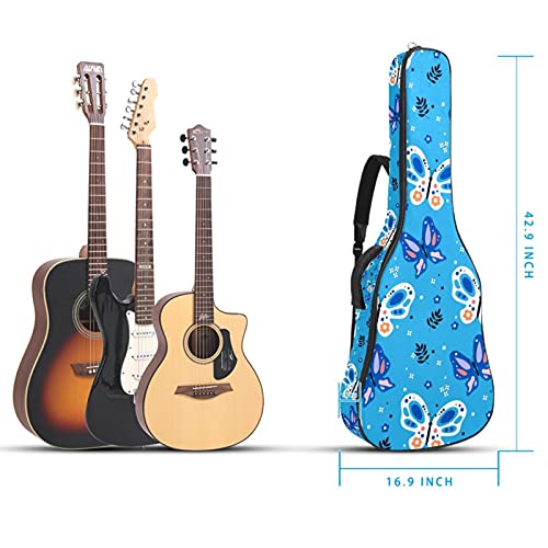 Housse de transport guitare anti-rayures 106 cm bleu à sangle ajustable
