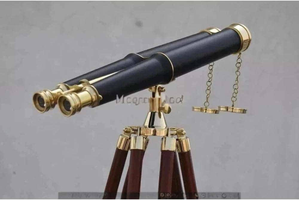 Vintage Nautical Solid Brass Binoculars with Floor Standing Tripod, 62 Inch, Decorative Gift