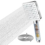 Cobbe Hard Water Filter Shower Head, High Pressure Shower Head and Hose with 20 Stage Filter, 6 Spray Modes Square Powerful Showerhead for Residual Chlorine Remove, Chrome