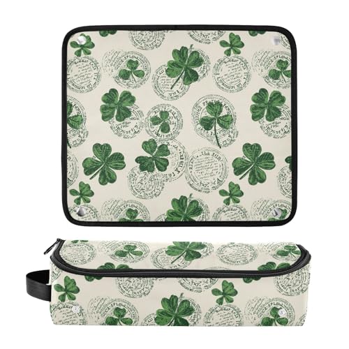 Bolsa de viaje beige Clover Stamp para planchas de cabello, rizadores y accesorios de cuidado capilar. Organizador portátil resistente al calor para mujeres. miniatura 3