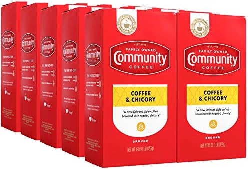 Community Coffee Coffee & Chicory Blend 160 Ounce, Medium Dark Roast Ground Coffee, 16 Ounce Bag (Pack of 10)